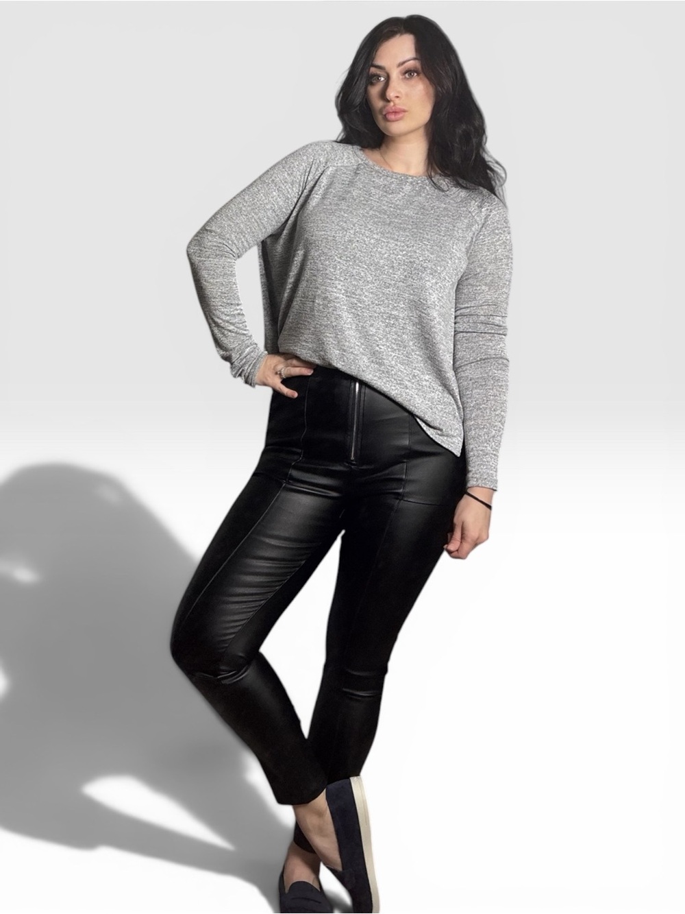Rag & Bone Jean Marled Gray Oversized Knit Sweater Small